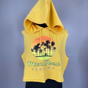 Yellow Miami Beach Sleeveless Hoodie